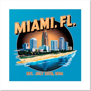 Miami, Florida. Souvenir Vintage Nostalgic Cityscape tee Posters and Art